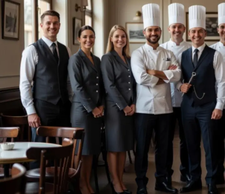 Team members at Straight & Sear standing together in the bistro