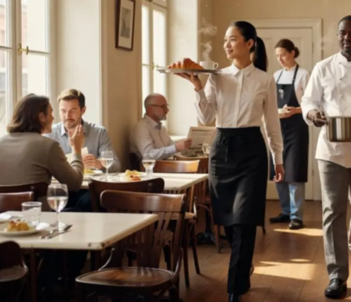 The Straightandsear team working together in the bistro during service