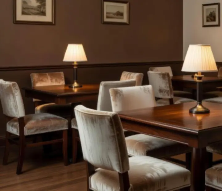 Upstairs private card lounge at Straight & Sear with intimate seating and game tables